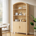 71 Tall Arched Kitchen Pantry Cabinet with Doors - Natural Wood