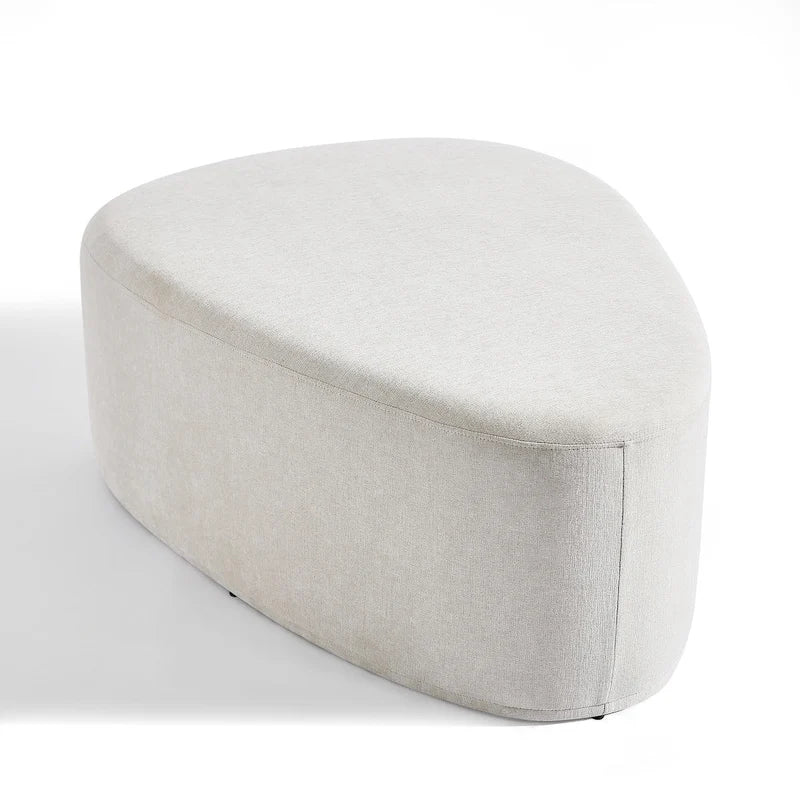 43 Rounded Triangle Upholstered Ottoman, Oversize Fabric Ottoman Footstool