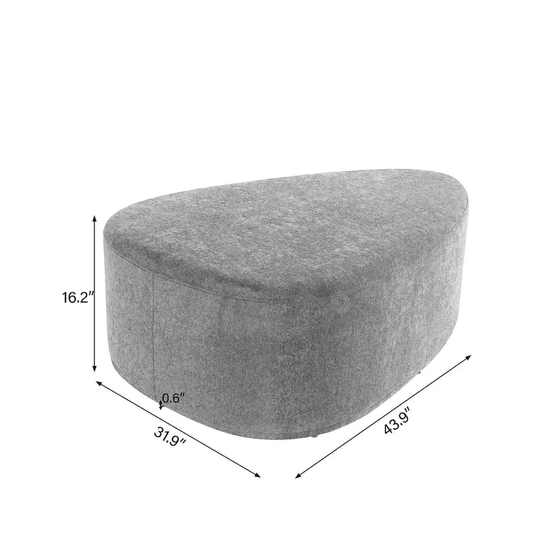 43 Rounded Triangle Upholstered Ottoman, Oversize Fabric Ottoman Footstool