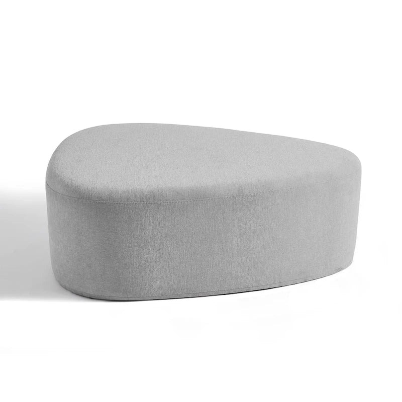 43 Rounded Triangle Upholstered Ottoman, Oversize Fabric Ottoman Footstool