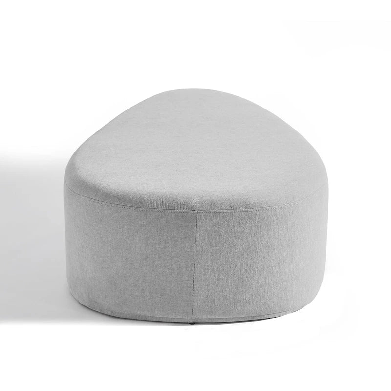 43 Rounded Triangle Upholstered Ottoman, Oversize Fabric Ottoman Footstool