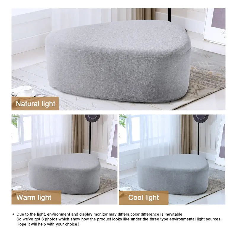 43 Rounded Triangle Upholstered Ottoman, Oversize Fabric Ottoman Footstool