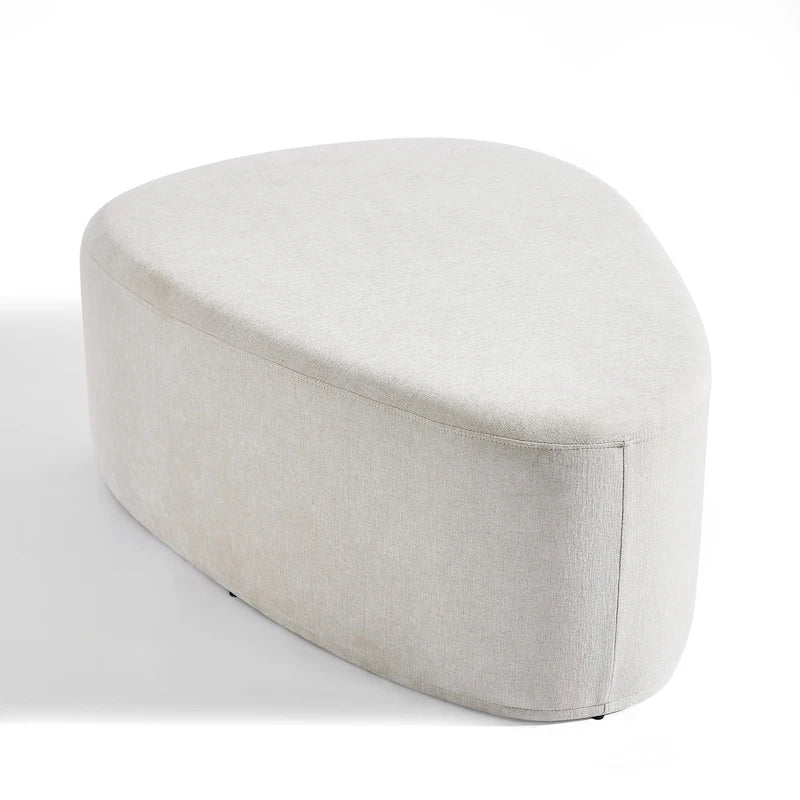 43 Rounded Triangle Upholstered Ottoman, Oversize Fabric Ottoman Footstool