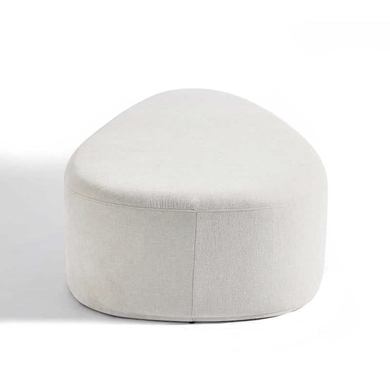 43 Rounded Triangle Upholstered Ottoman, Oversize Fabric Ottoman Footstool