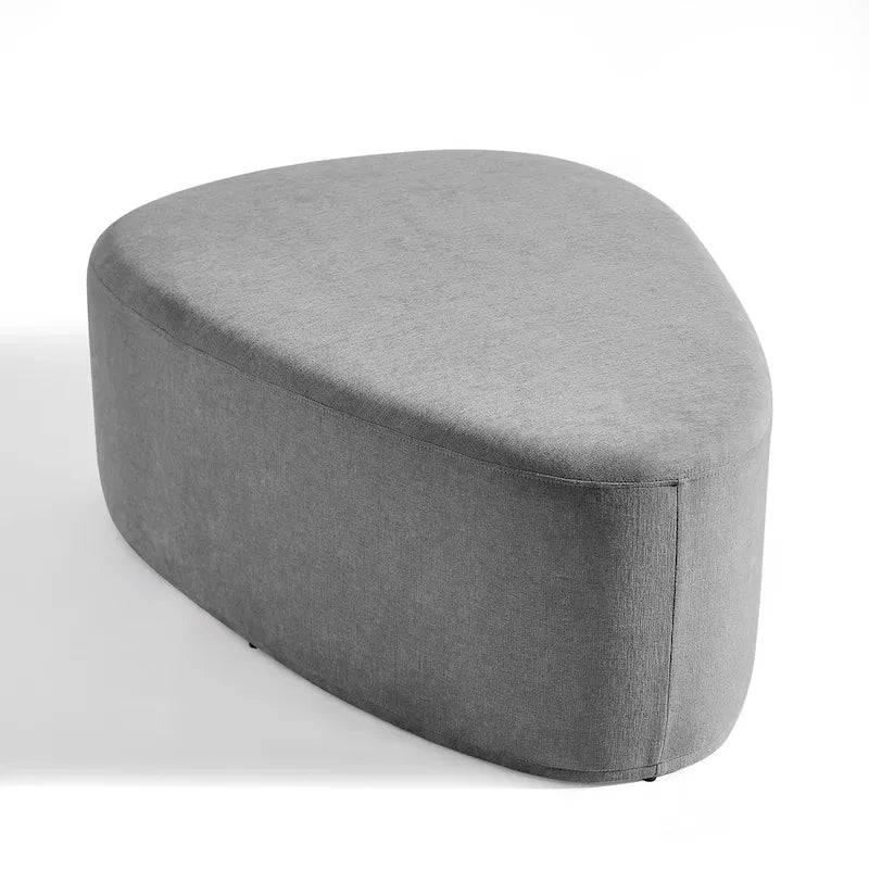 43 Rounded Triangle Upholstered Ottoman, Oversize Fabric Ottoman Footstool