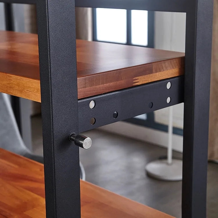 Mesa de jantar convertível multifunções em madeira maciça de mogno, mesa com prateleira para poupar espaço e alternar livremente, para casa e estúdio