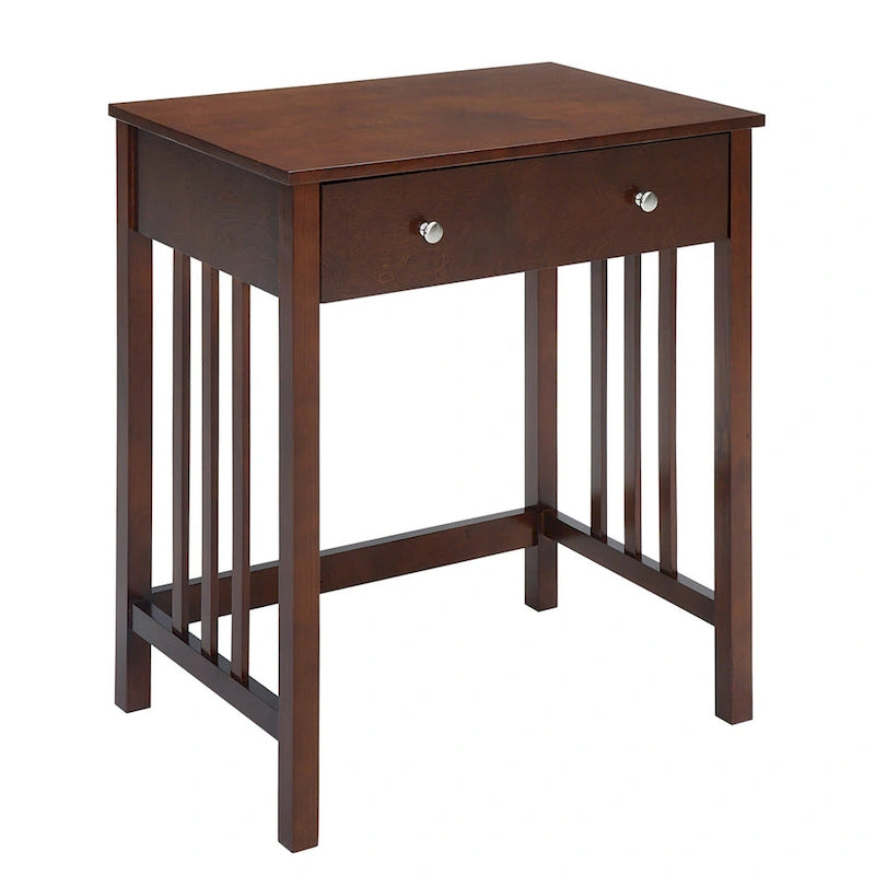 Compact Wooden Writing Desk with Sliding Keyboard Drawer and Slatted Sides