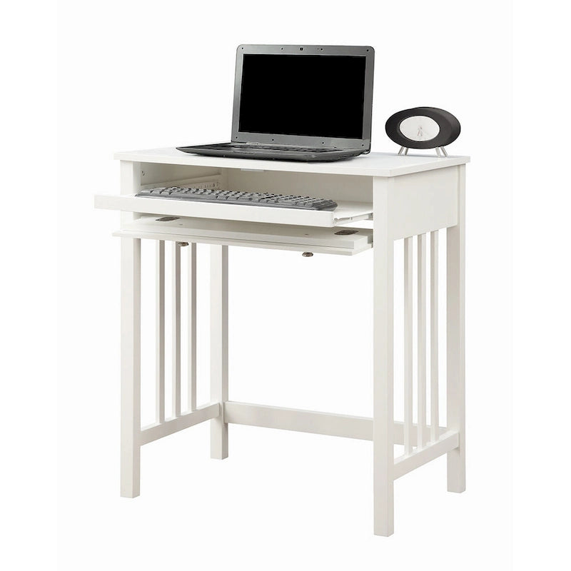 Compact Wooden Writing Desk with Sliding Keyboard Drawer and Slatted Sides
