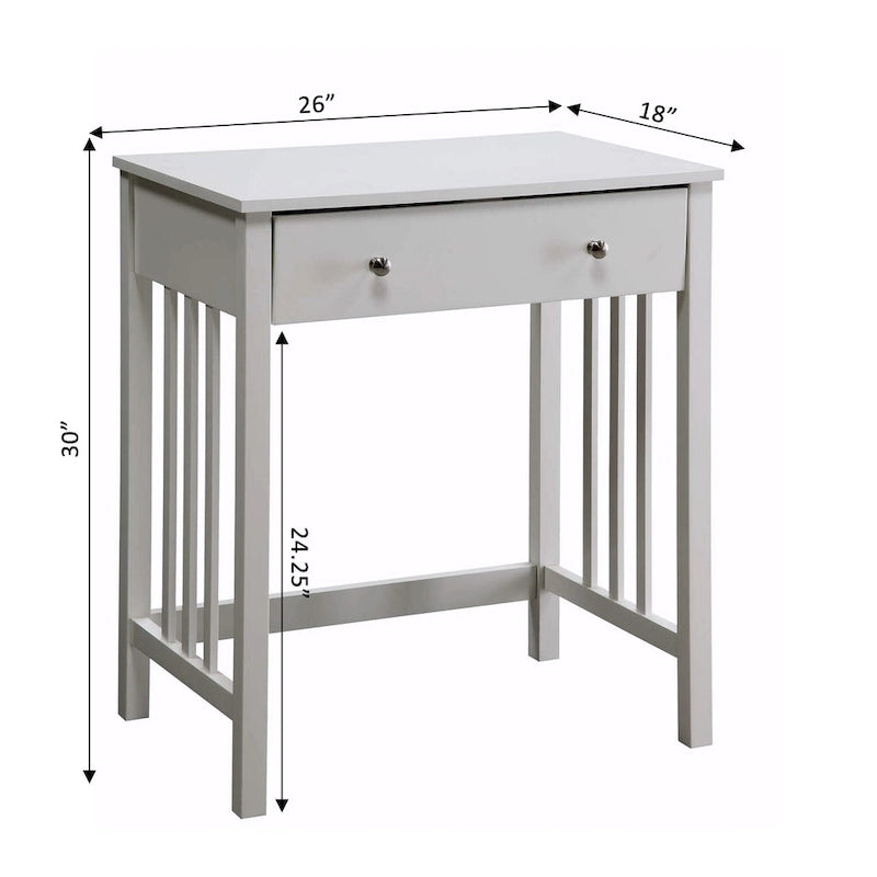 Compact Wooden Writing Desk with Sliding Keyboard Drawer and Slatted Sides