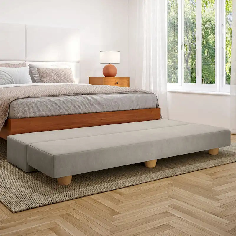 Modern Upholstered Micro Velvet Bedroom Bench with Solid Wood Feet
