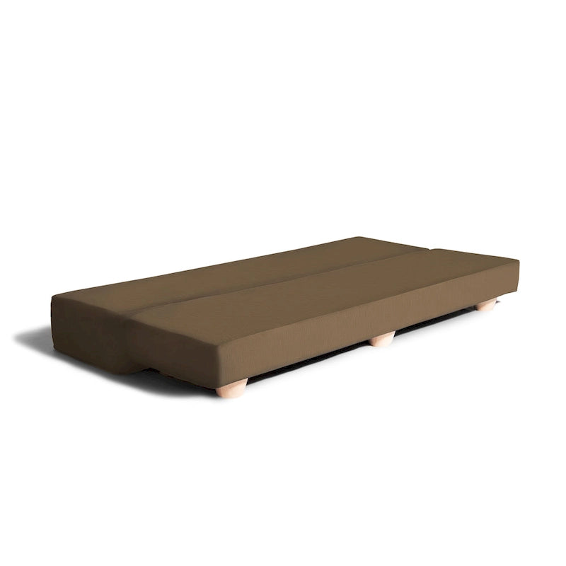 Panca moderna da camera con rivestimento in microvelluto e piedini in legno massello