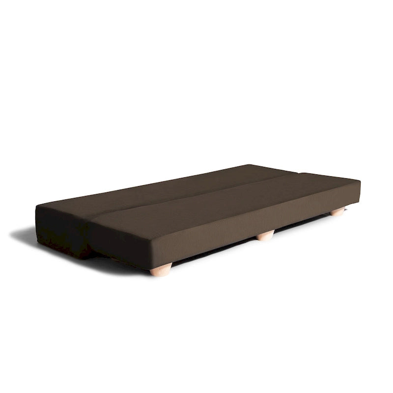 Panca moderna da camera con rivestimento in microvelluto e piedini in legno massello