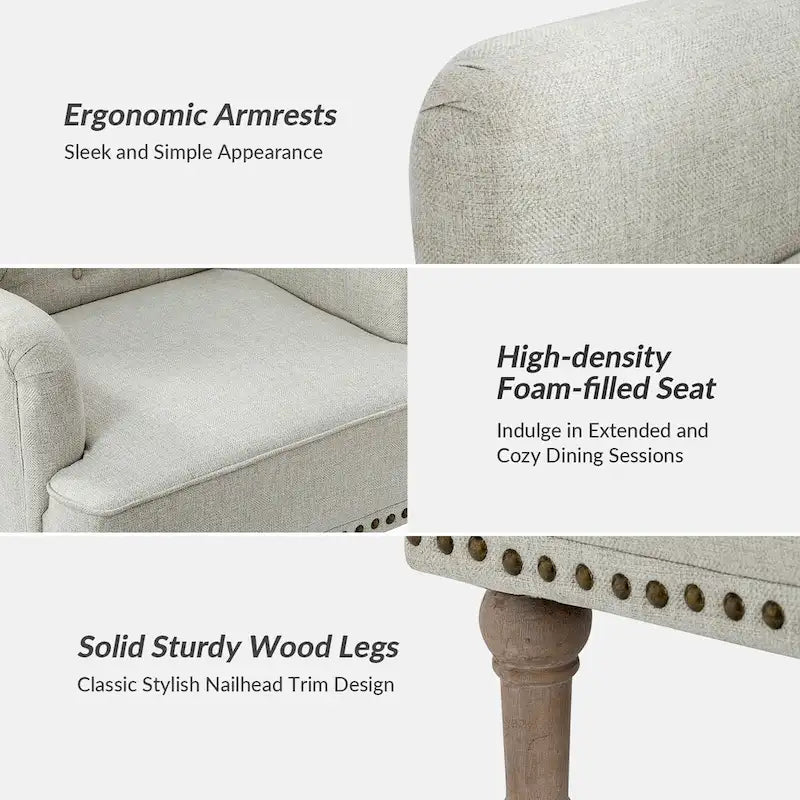 Traditioneller gepolsterter Akzentsessel mit geknöpfter Rückenlehne und Nagelkopfbesatz