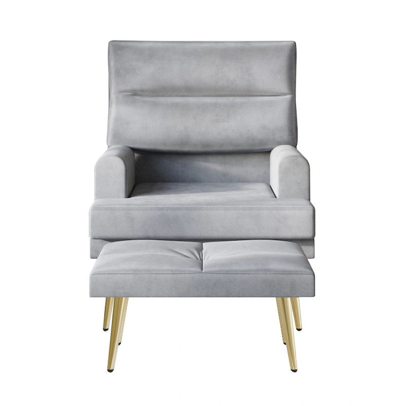Modern Velvet Accent Armchair with Gold Legs and Side Storage