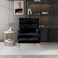 Modern Velvet Accent Armchair with Gold Legs and Side Storage