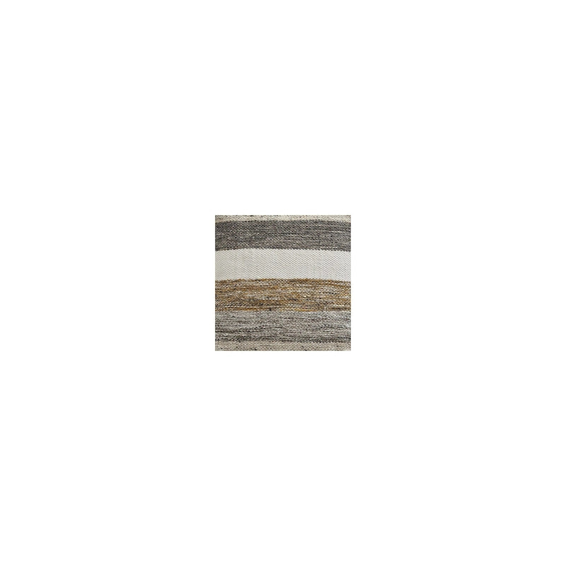 Pouf quadrato a righe multicolore dai toni naturali con rivestimento tessuto dalla texture materica