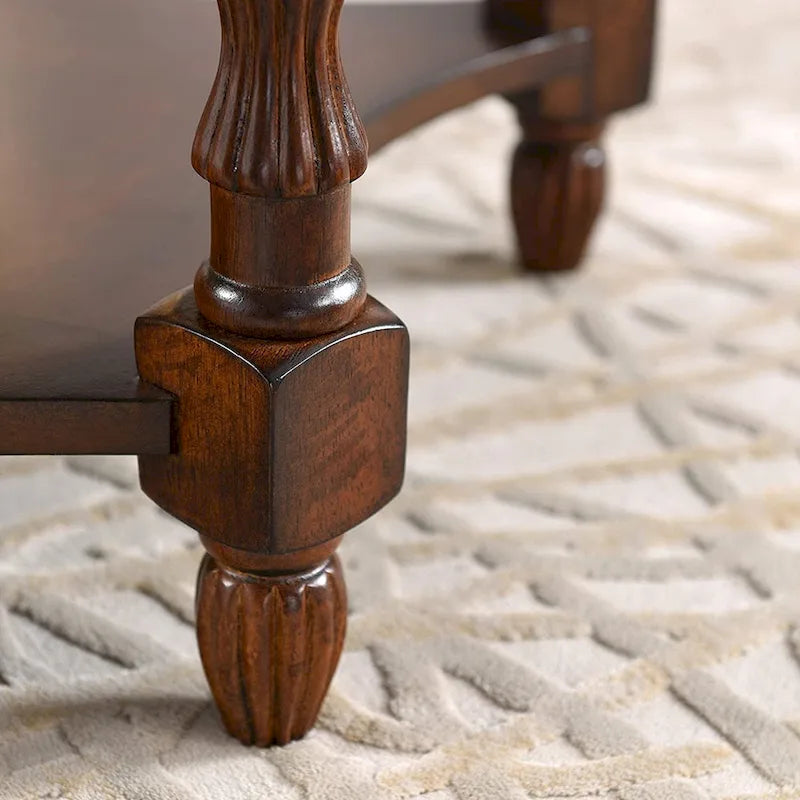 Oval Solid Wood Side Table with Tempered Glass Top and Lower Shelf