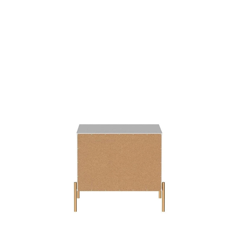 Modern Two Drawer Nightstand with Gold Steel Legs and Knobs