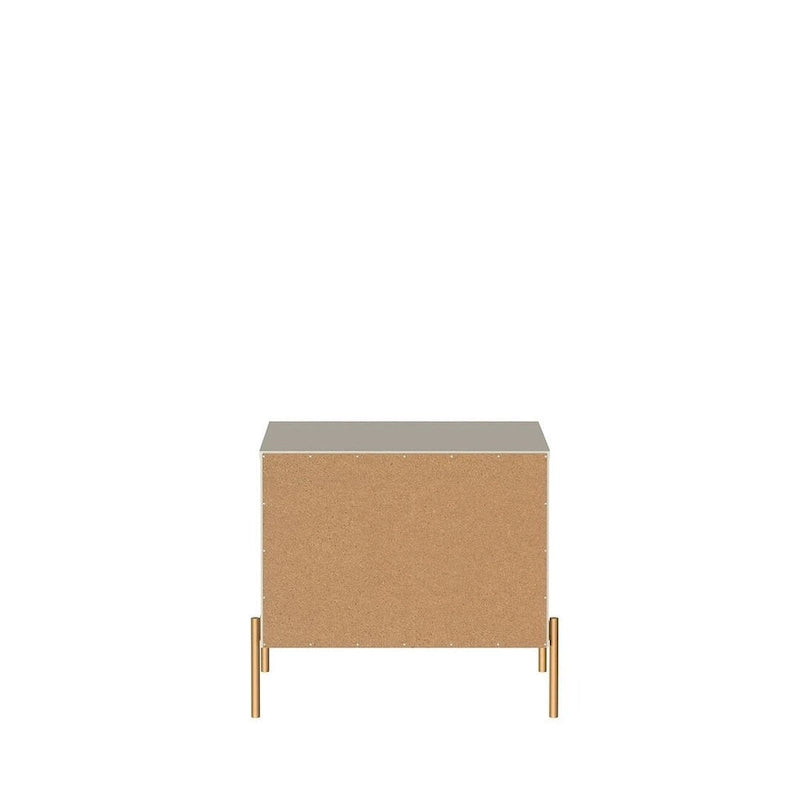 Modern Two Drawer Nightstand with Gold Steel Legs and Knobs