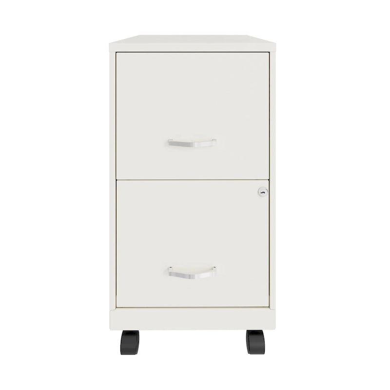 Pearl White Two-Drawer Mobile Steel Locking Vertical Office File Cabinet