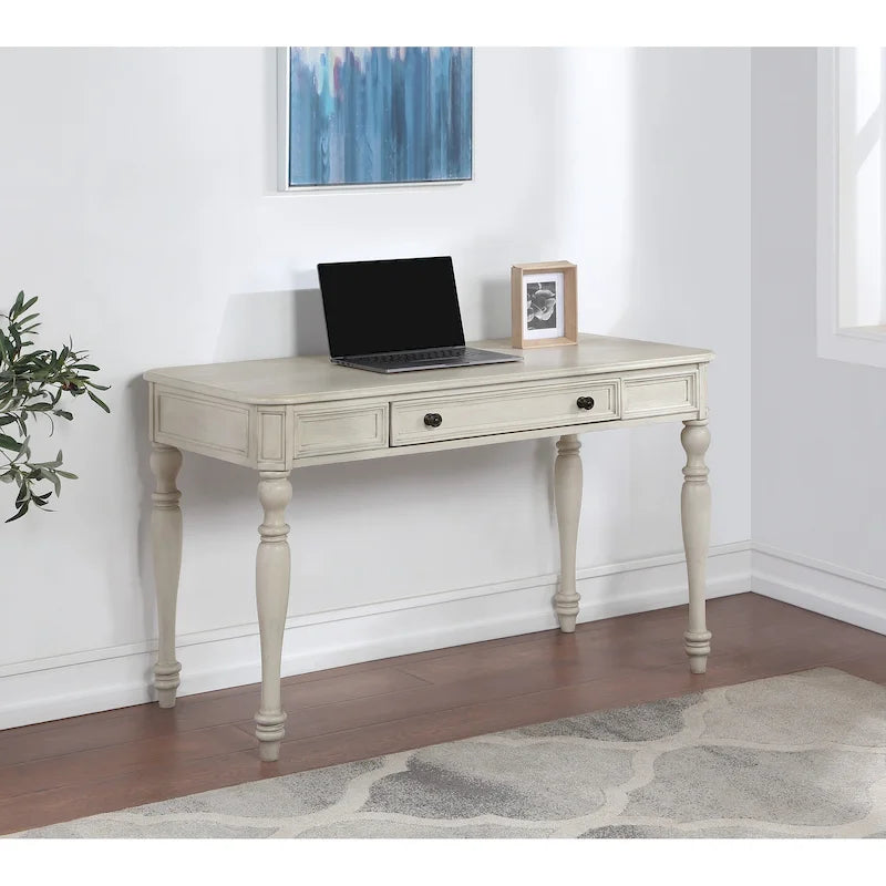 Classic Wooden Writing Desk with Storage Drawer and Turned Legs