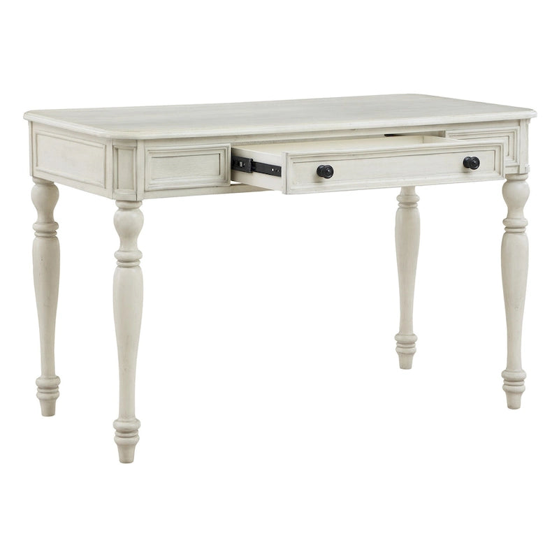 Scrivania classica in legno con cassetto contenitore e gambe tornite