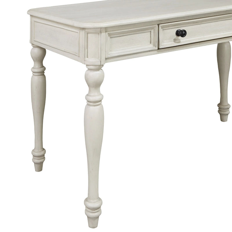 Scrivania classica in legno con cassetto contenitore e gambe tornite
