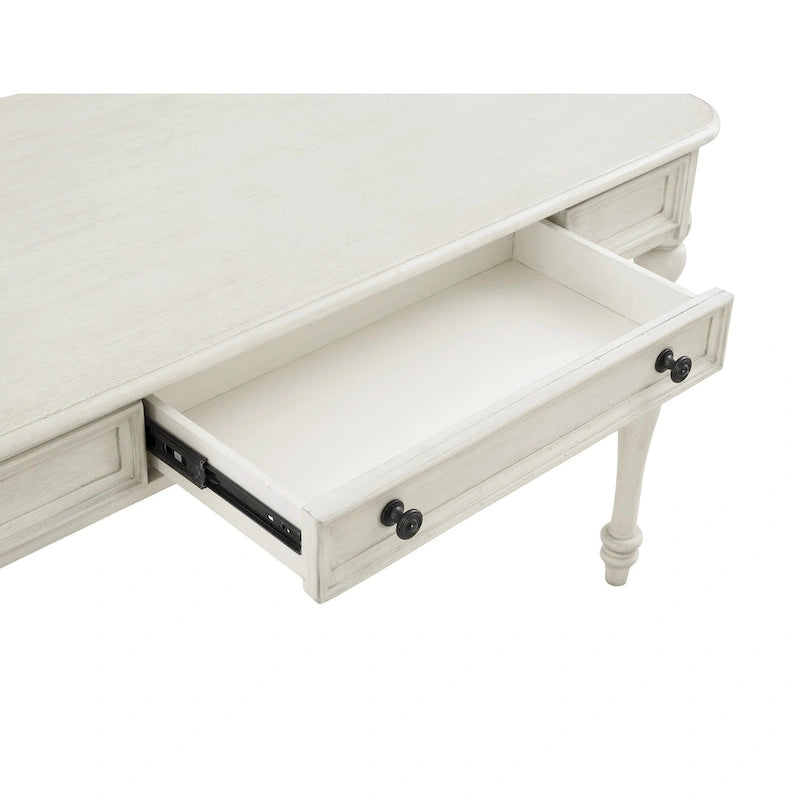Scrivania classica in legno con cassetto contenitore e gambe tornite