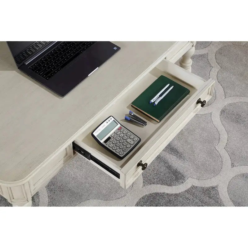 Scrivania classica in legno con cassetto contenitore e gambe tornite