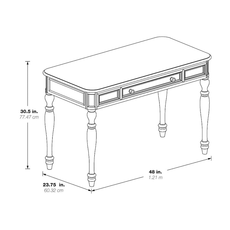 Scrivania classica in legno con cassetto contenitore e gambe tornite