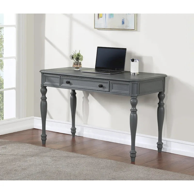 Scrivania classica in legno con cassetto contenitore e gambe tornite