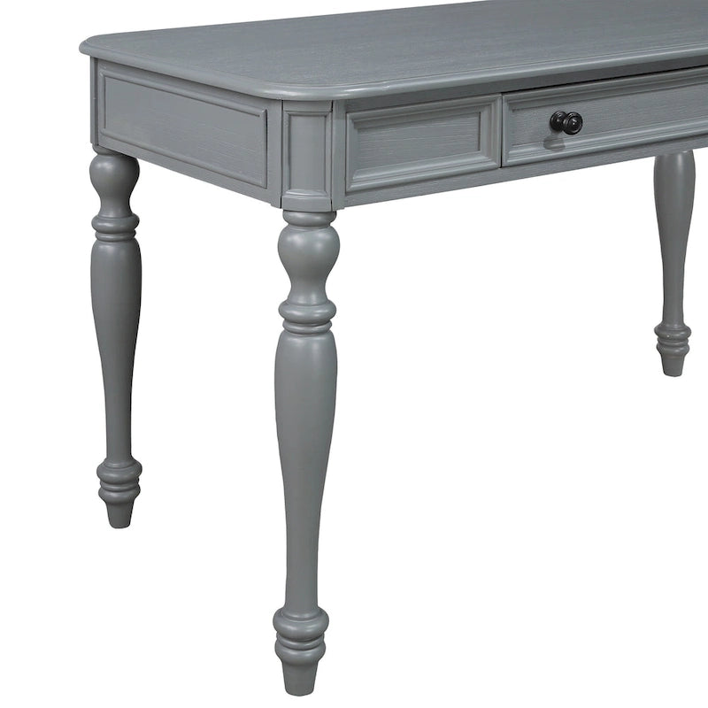 Scrivania classica in legno con cassetto contenitore e gambe tornite