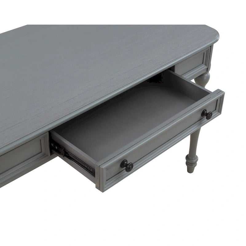 Scrivania classica in legno con cassetto contenitore e gambe tornite