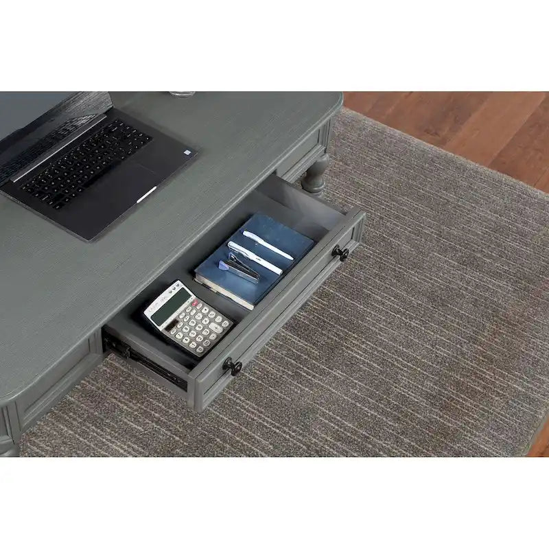 Scrivania classica in legno con cassetto contenitore e gambe tornite