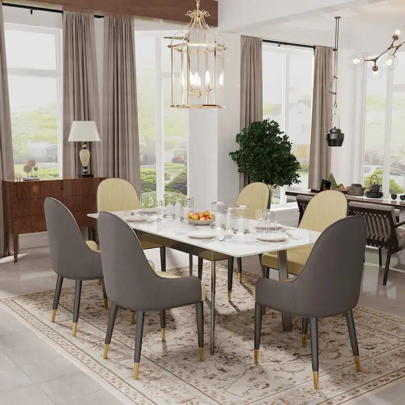 Extendable Kitchen Sintered Stone Material Rectangle Dining Table - 62.9x31.5x31.1 inch