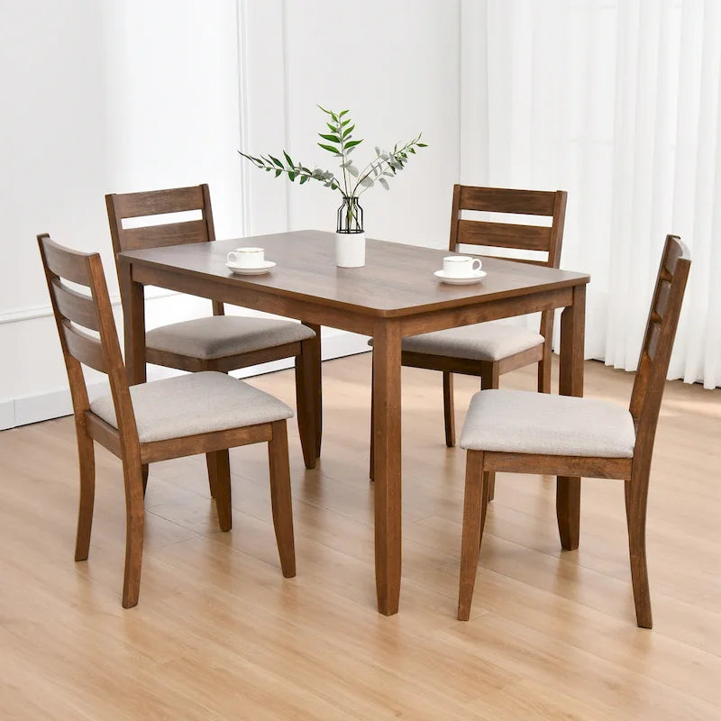 Rectangular Rubberwood Dining Table with Smooth Finish and Sturdy Legs