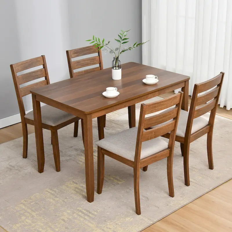 Rectangular Rubberwood Dining Table with Smooth Finish and Sturdy Legs