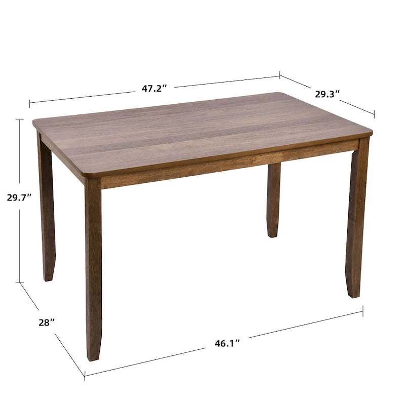 Rectangular Rubberwood Dining Table with Smooth Finish and Sturdy Legs