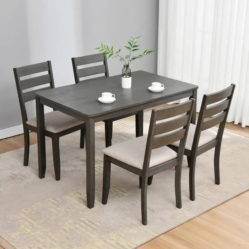 Rectangular Rubberwood Dining Table with Smooth Finish and Sturdy Legs