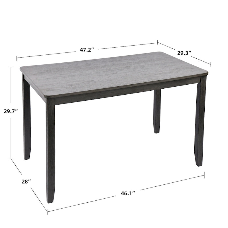 Rectangular Rubberwood Dining Table with Smooth Finish and Sturdy Legs