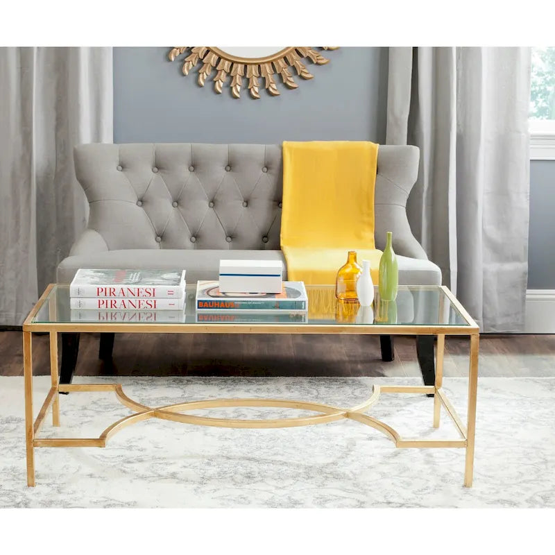 SAFAVIEH Sondra Gold Coffee Table - 48 x 23 x 18 - 48Wx23Dx18H