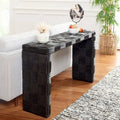 Woven Kubu Rattan Console Table with Textured Coastal Style Design