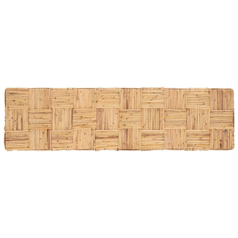 Woven Kubu Rattan Console Table with Textured Coastal Style Design