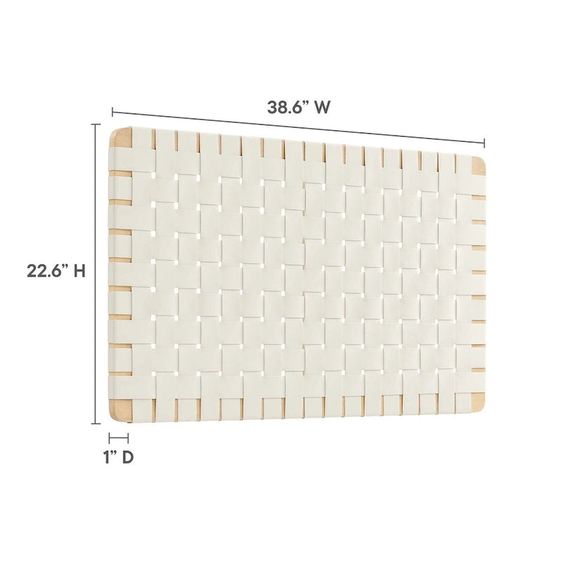 Modern Basket Weave Vegan Leather Wall Mounted Wood Frame Headboard
