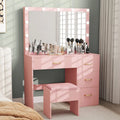 Modern Makeup Vanity Desk with Lighted Mirror and Four Drawers