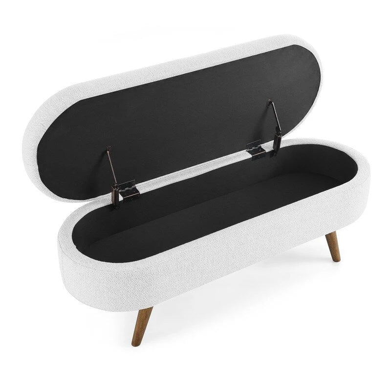 Panca contenitore moderna imbottita con gambe in legno massello, sgabello poggiapiedi per ingresso, panca ai piedi del letto, pouf da toeletta