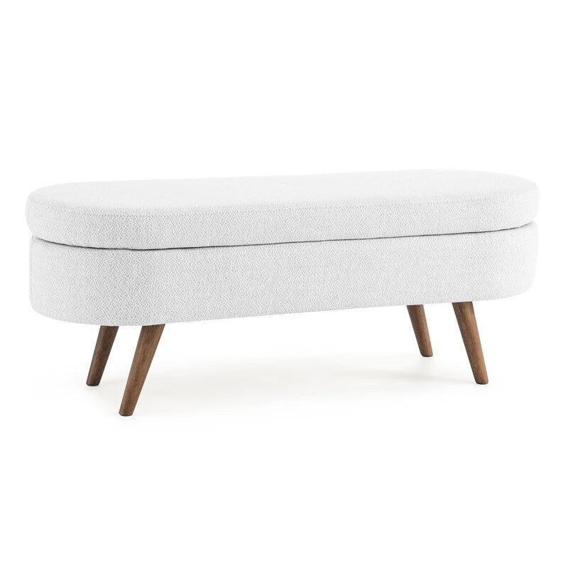 Panca contenitore moderna imbottita con gambe in legno massello, sgabello poggiapiedi per ingresso, panca ai piedi del letto, pouf da toeletta