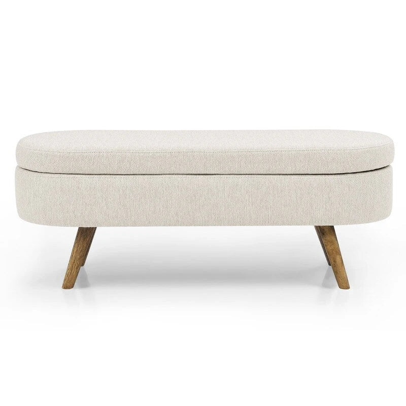 Panca contenitore moderna imbottita con gambe in legno massello, sgabello poggiapiedi per ingresso, panca ai piedi del letto, pouf da toeletta