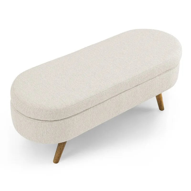 Panca contenitore moderna imbottita con gambe in legno massello, sgabello poggiapiedi per ingresso, panca ai piedi del letto, pouf da toeletta