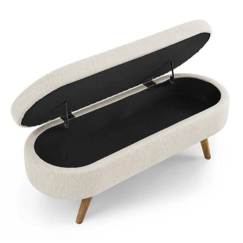 Panca contenitore moderna imbottita con gambe in legno massello, sgabello poggiapiedi per ingresso, panca ai piedi del letto, pouf da toeletta